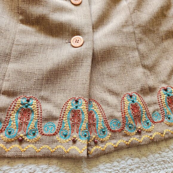 Sag Harbor Tops - Boho Southwestern Vintage Top Womens 14 Embroidered Hem Cottagecore 90s Y2K
